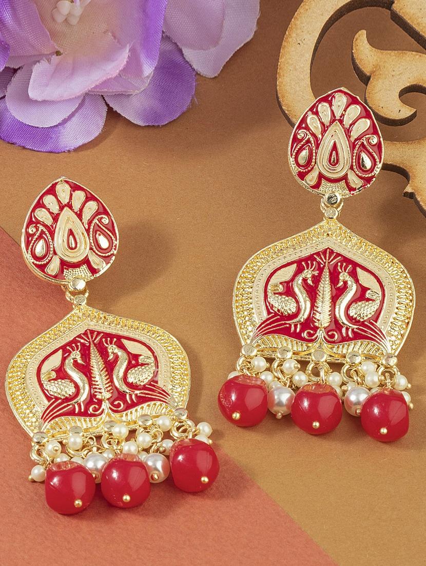 red metal drop earring - 18567210 -  Zoom Image - 0