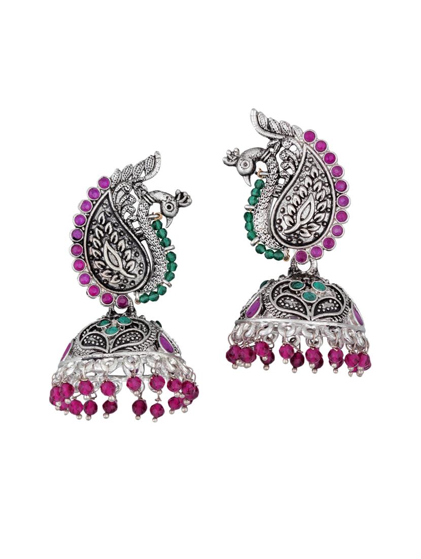 silver metal jhumka earring - 18567300 - Zoom Image - 0