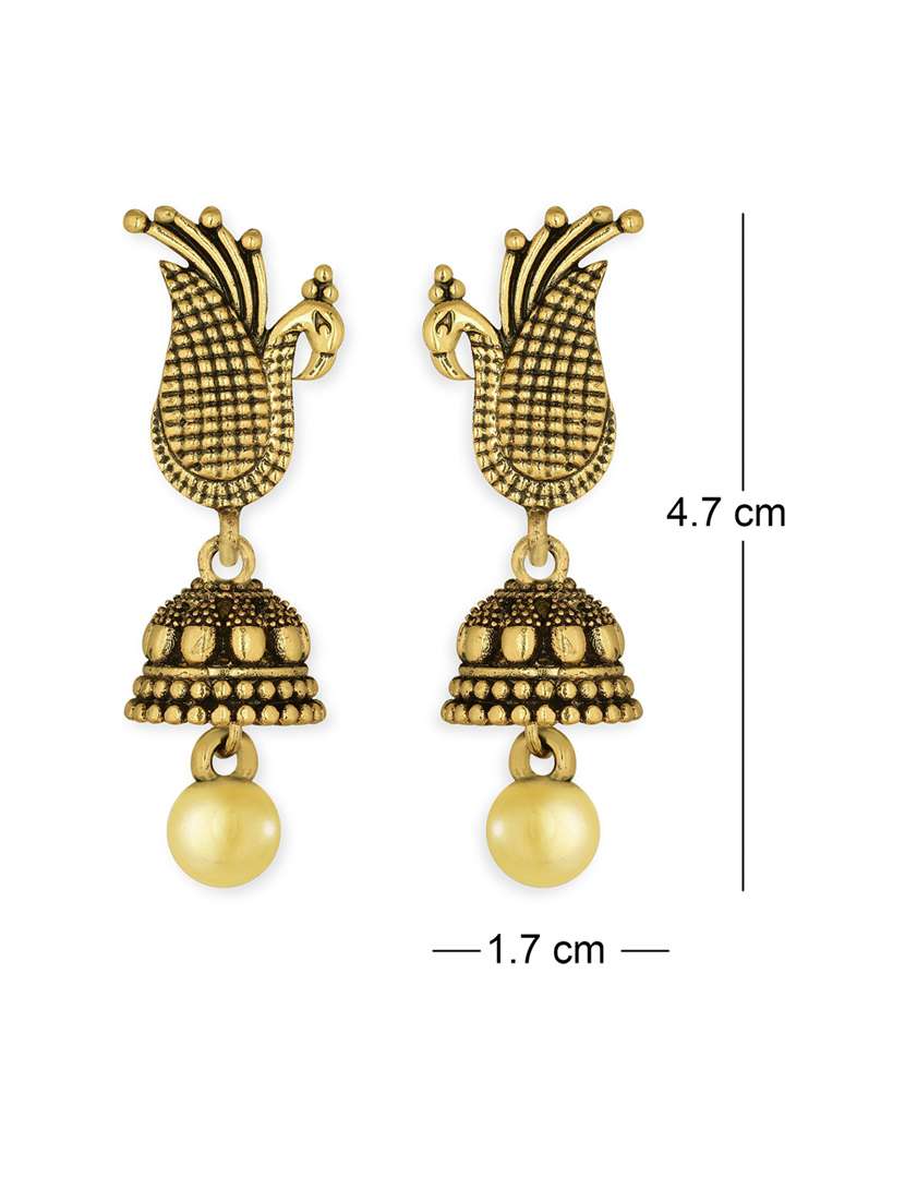 gold metal jhumka earring - 18567309 - Standard Image - 2