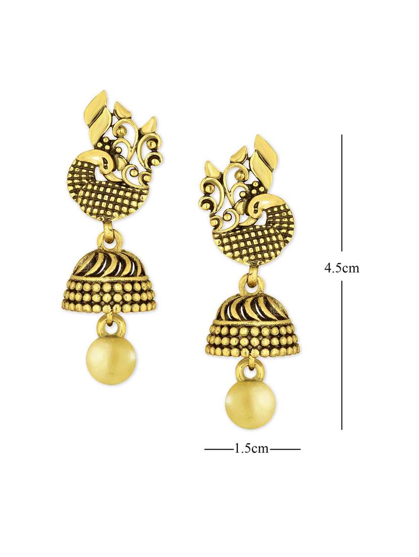 gold metal jhumka earring - 18567310 - Standard Image - 2