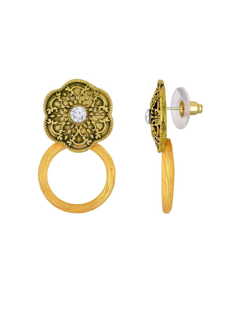 gold metal drop earring - 18567317 - Standard Image - 2
