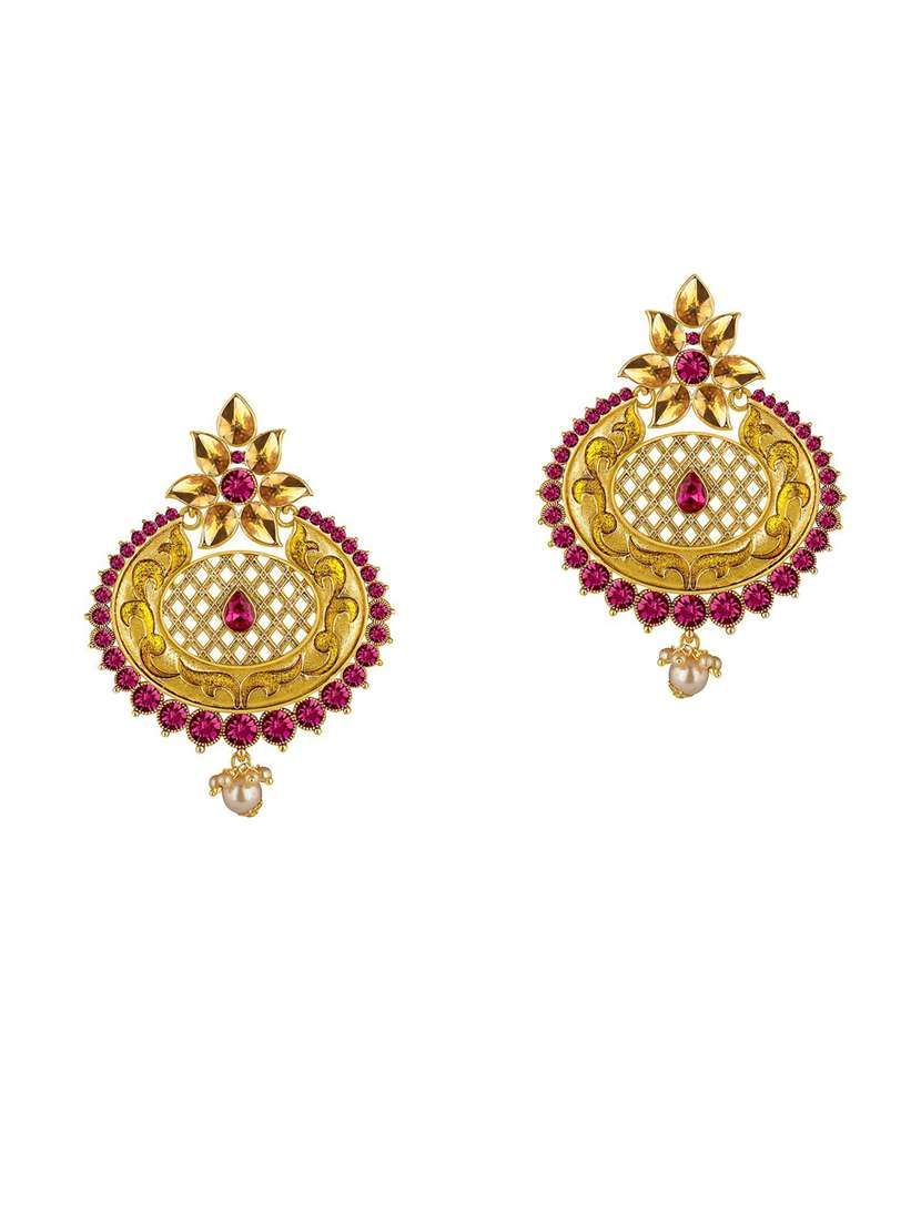 purple metal chandballi earring