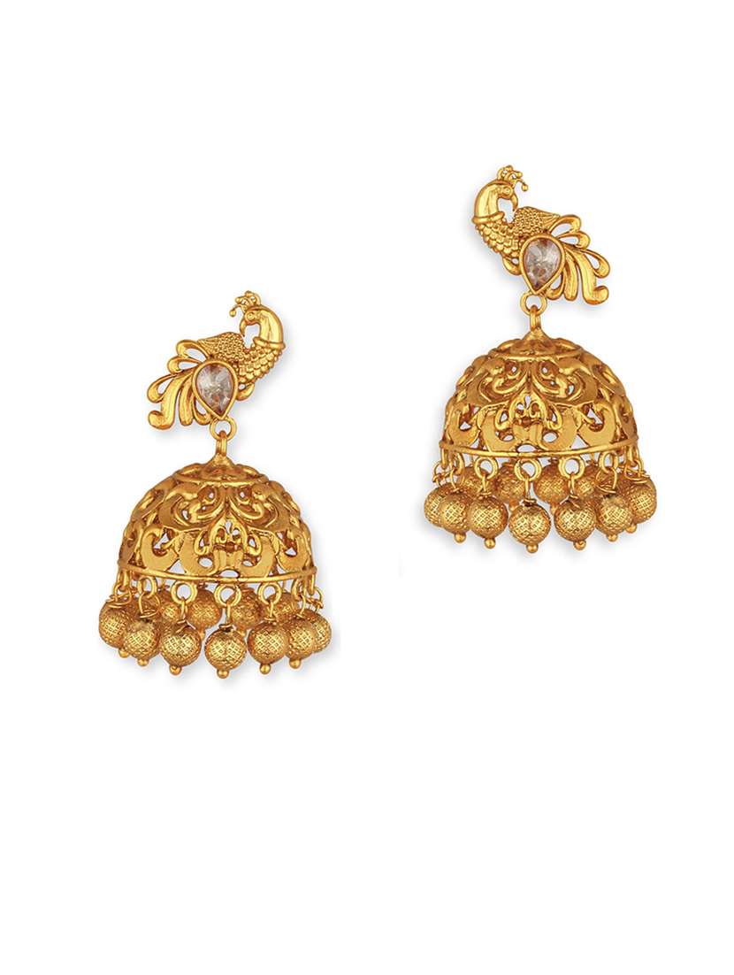 gold brass jhumka earring