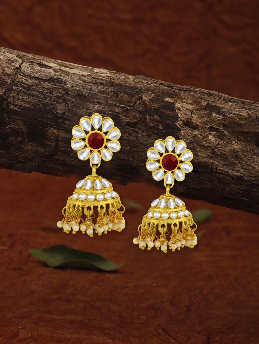 gold metal jhumka earring - 18567349 -  Zoom Image - 0