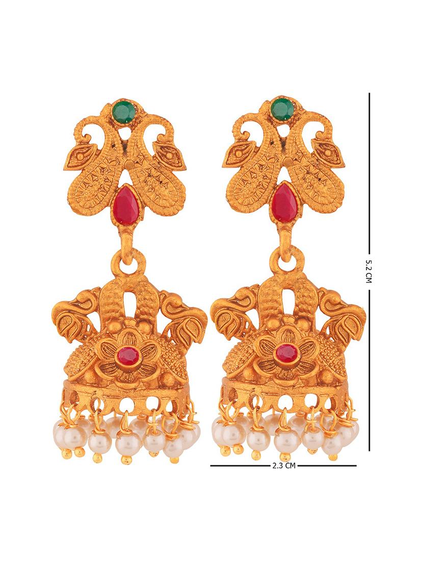 gold metal jhumka earring - 18567378 - Standard Image - 2