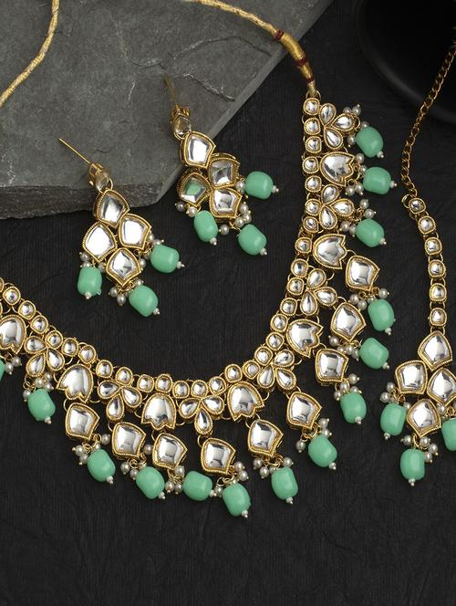 gold plated necklace with earrings - 18567598 - Standard Image - 0