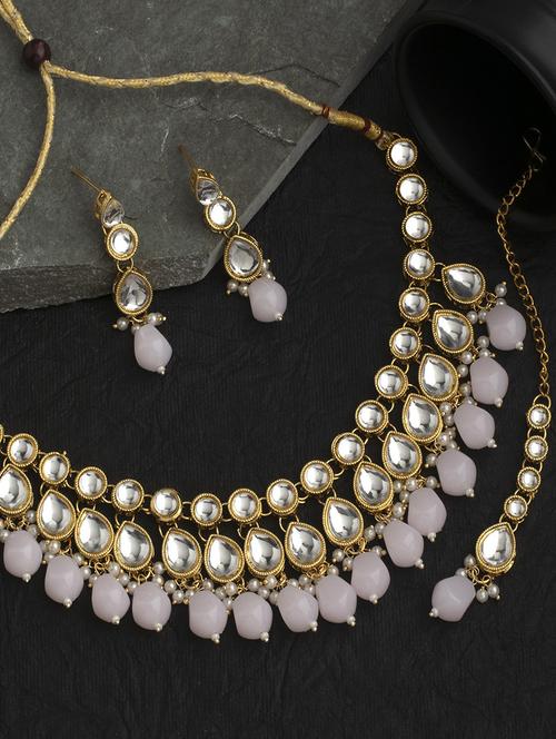 gold plated necklace with earrings - 18567599 - Standard Image - 0