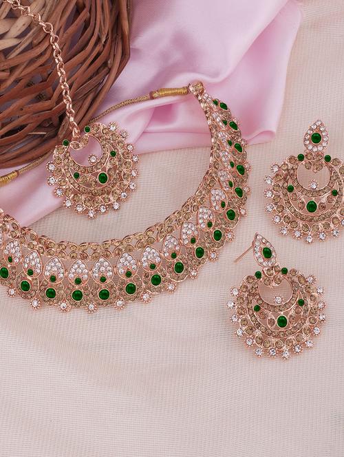 gold plated necklace with earring - 18567609 -  Standard Image - 0