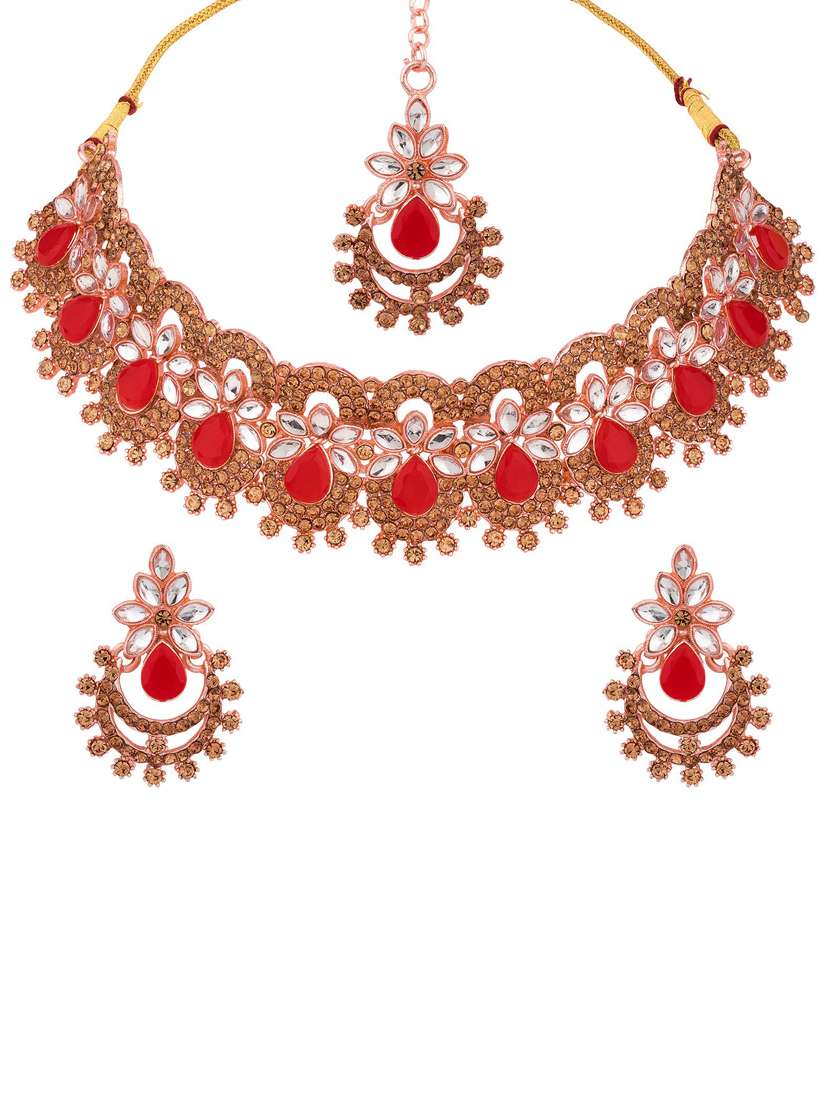 gold plated necklace earring set 