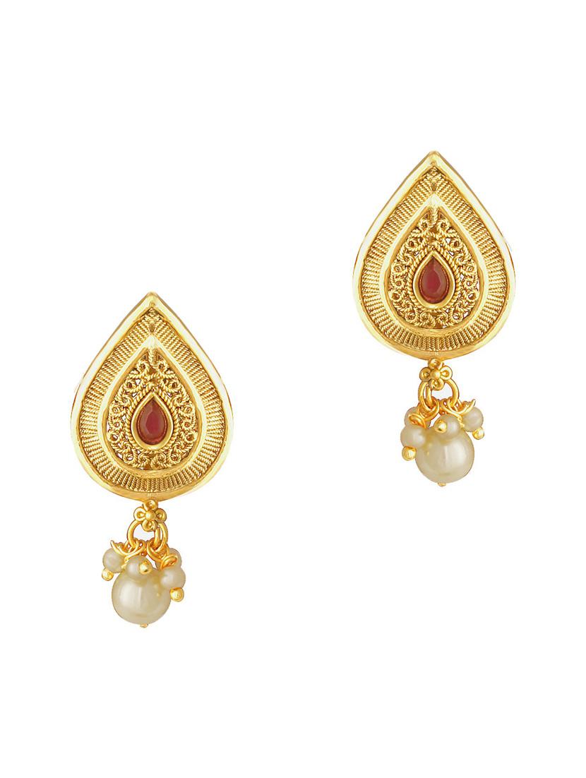 gold plated necklace earing set - 18567625 - Standard Image - 2