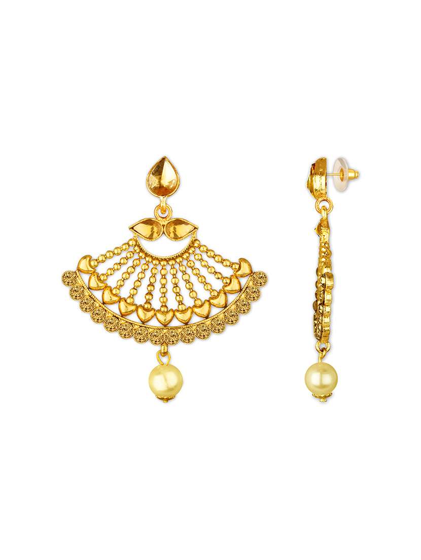 gold plated 1 maangtikka, 2 earring set - 18567634 - Standard Image - 2