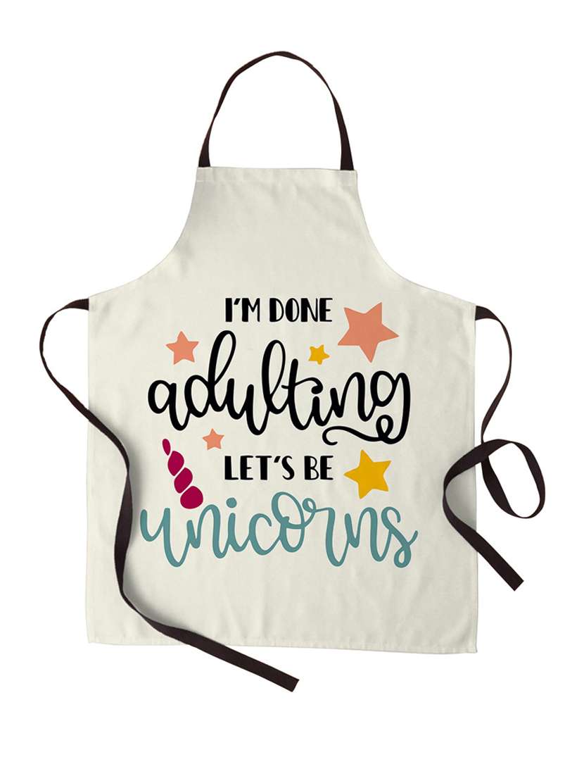let's be unicorn printed canvas cotton kitchen apron for women/men (55 cms x 81 cms)