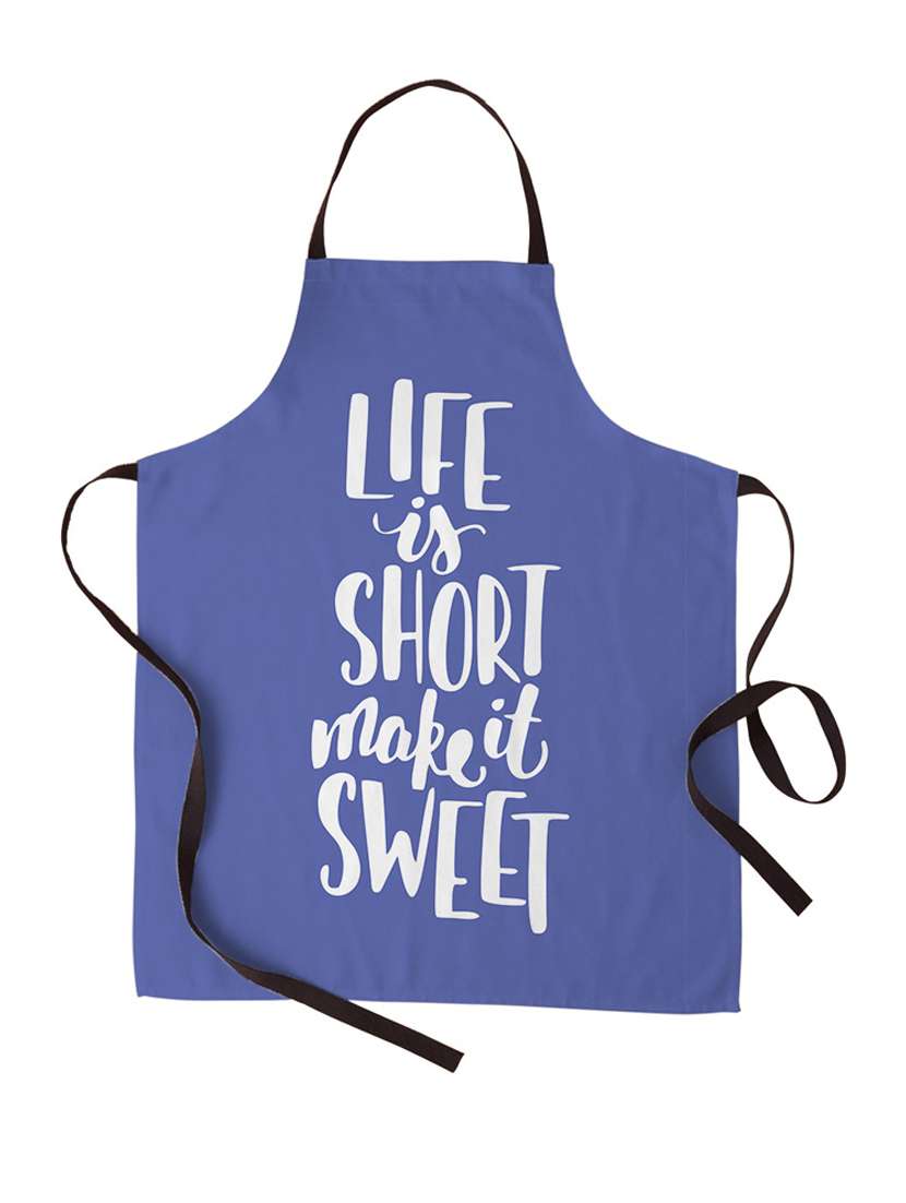 life is short make it sweet printed canvas cotton kitchen apron for women/men (55 cms x 81 cms)
