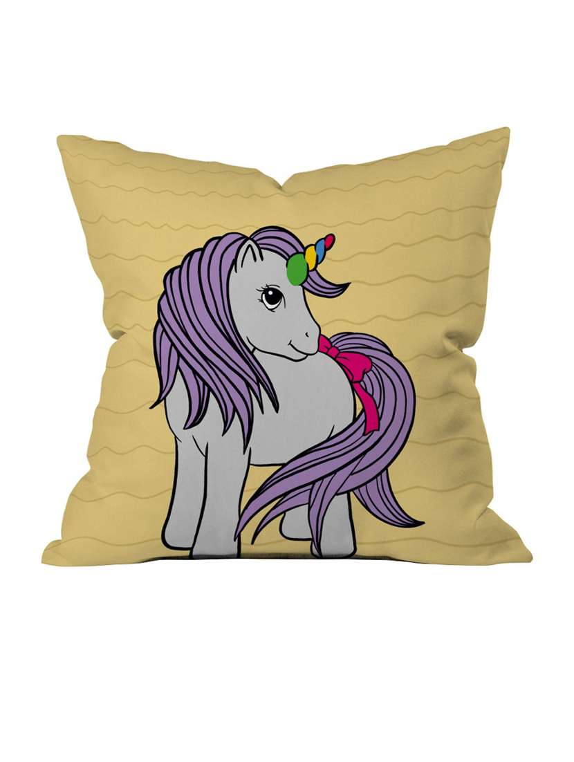 crazy corner yellow printed cushion ( 12 x 12 inches )
