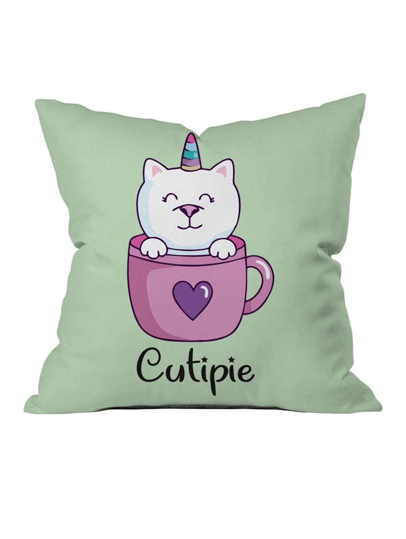 crazy corner green printed cushion ( 12 x 12 inches )