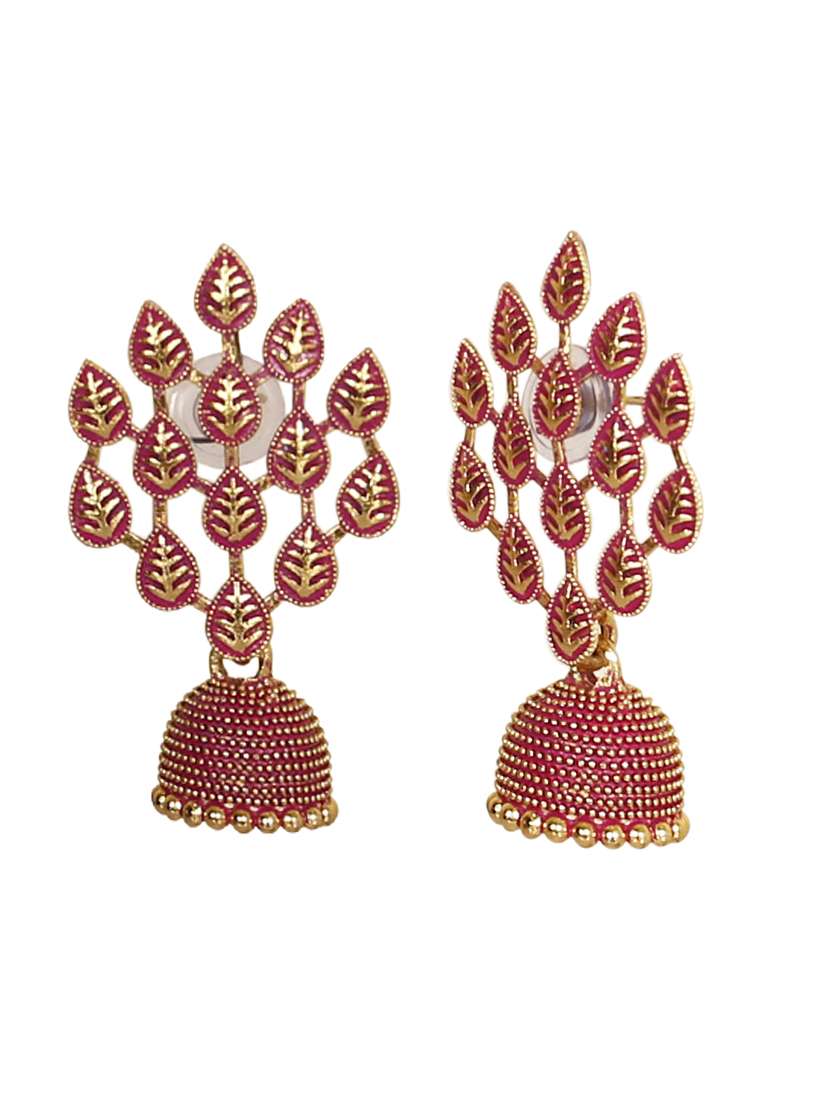 purple gold plated jhumka earring - 18570336 - Standard Image - 2