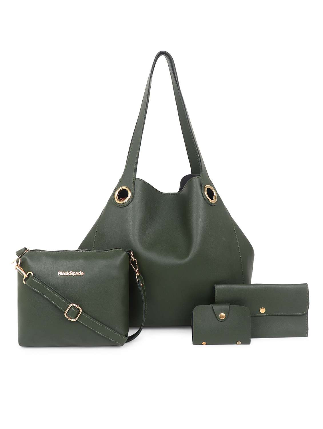 green solid tote bag combo 