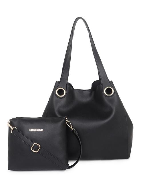 black solid tote bag combo - 18570837 - Standard Image - 0