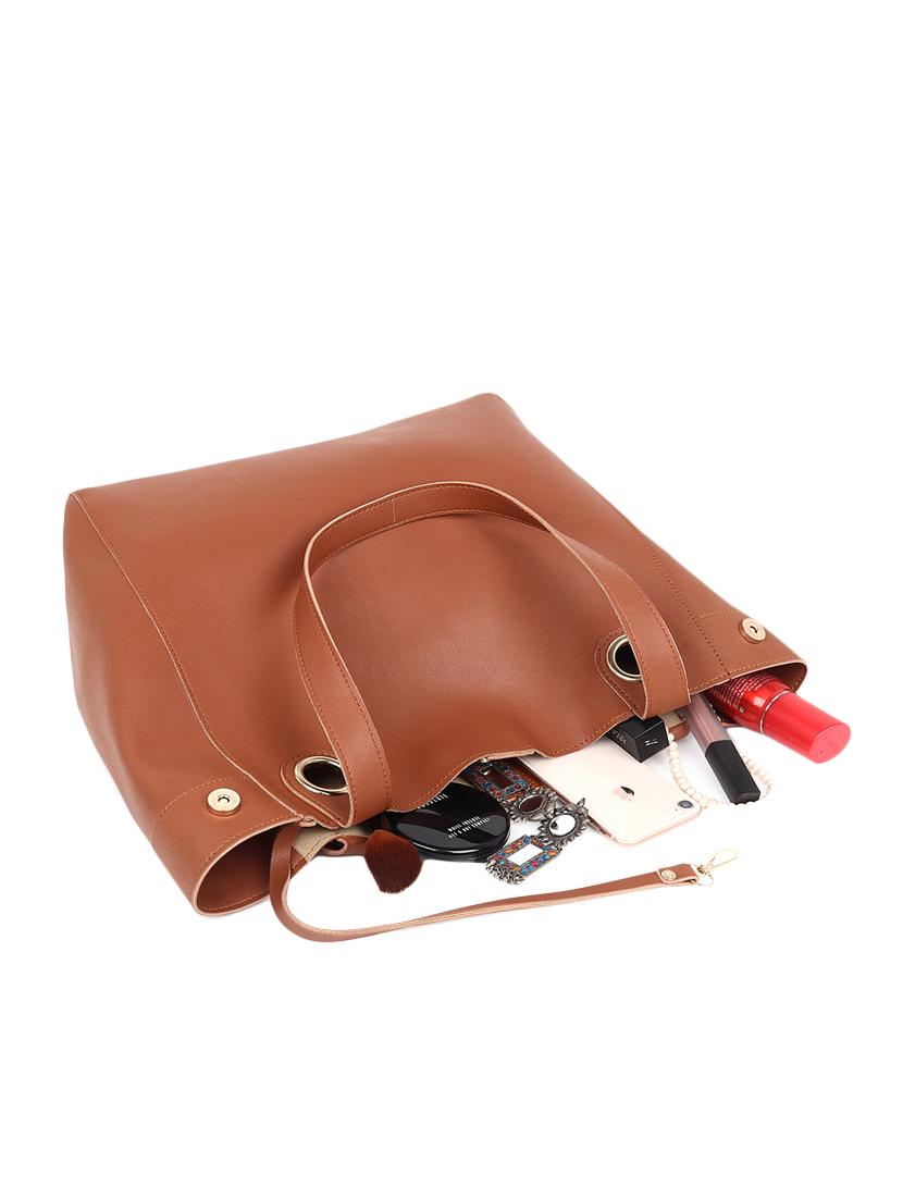 tan solid tote bag combo - 18570840 - Standard Image - 2