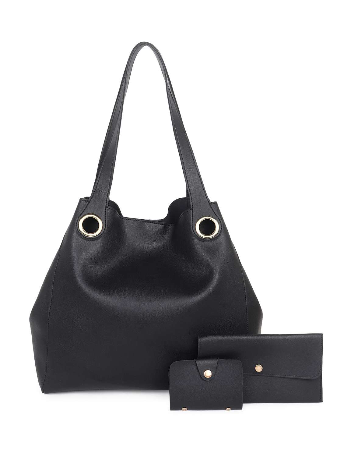 black solid tote bag combo 
