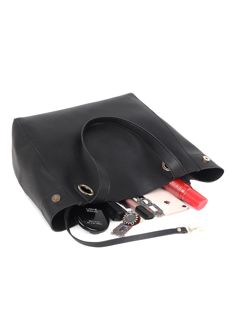 black solid tote bag combo - 18570843 - Standard Image - 2