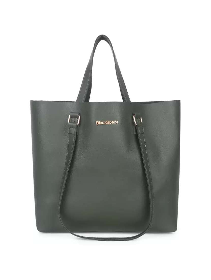 olive solid regular tote - 18570857 -  Zoom Image - 0