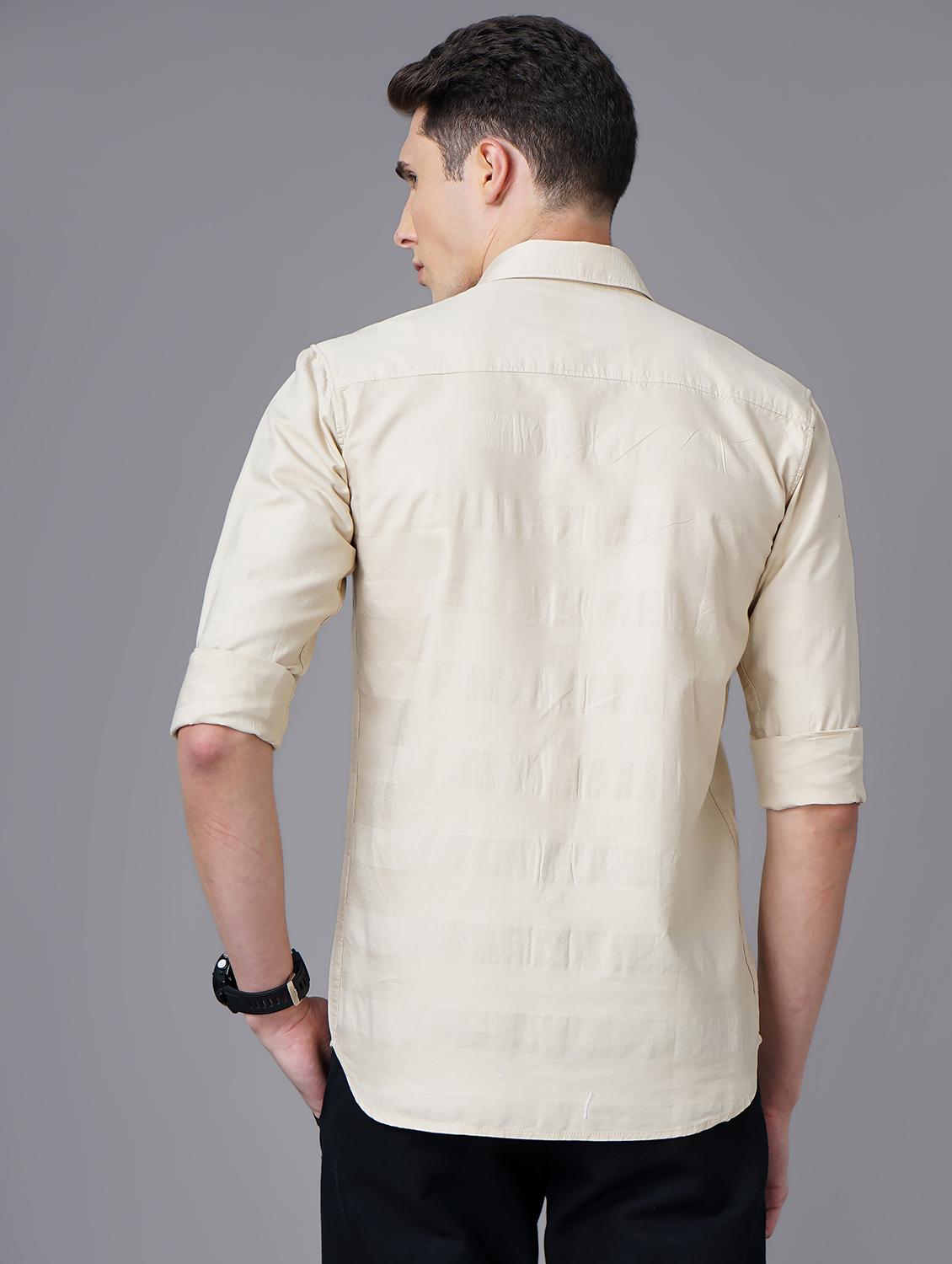 cream self designed casual shirt - 18571038 - Standard Image - 2