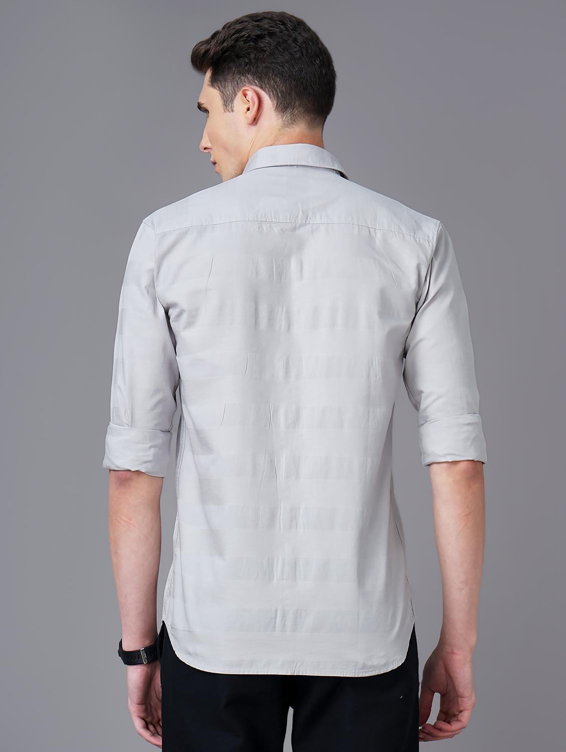 grey self designed casual shirt - 18571039 - Standard Image - 2