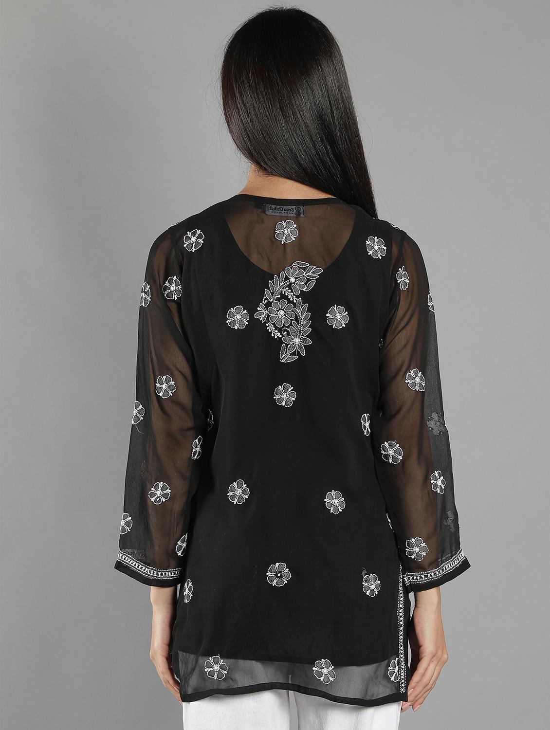 chikankari embroidered short kurti - 18573343 - Standard Image - 2