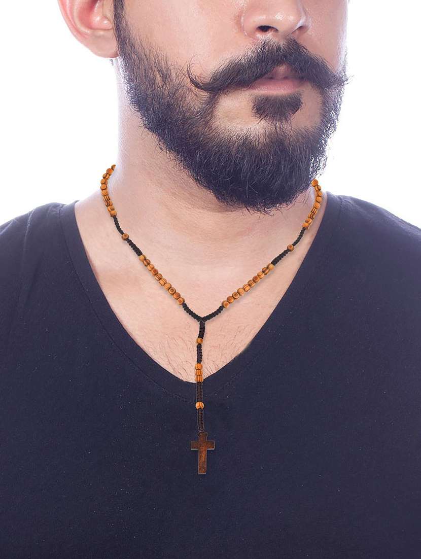 brown wooden long necklace - 18573550 - Standard Image - 2