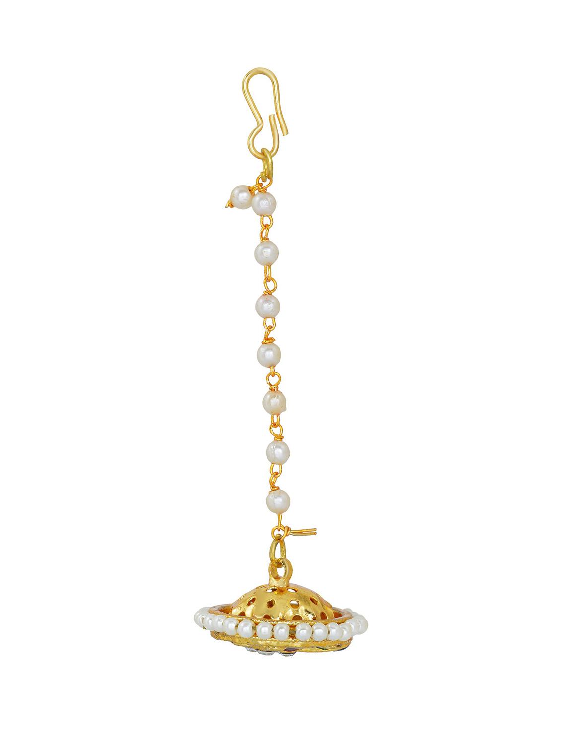 gold brass maang teekas & passa - 18573568 - Standard Image - 2