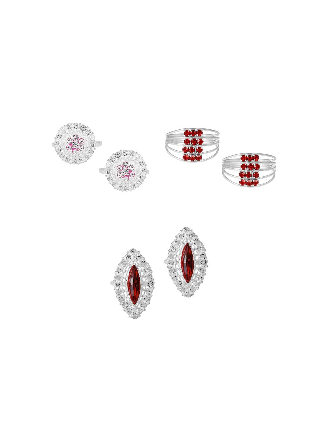 silver plated toe ring set - 18573822 - Zoom Image - 0