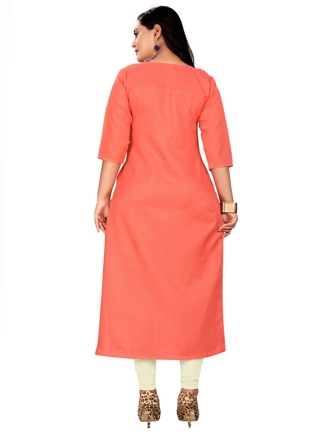 pink embroidered straight kurta - 18574451 - Standard Image - 2