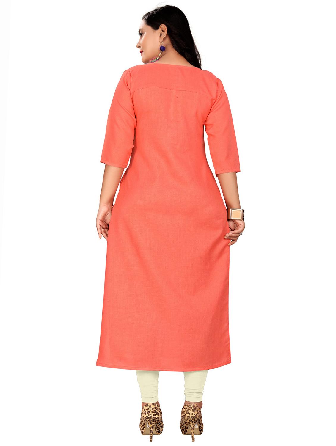 orange embroidered straight kurta - 18574455 - Standard Image - 2