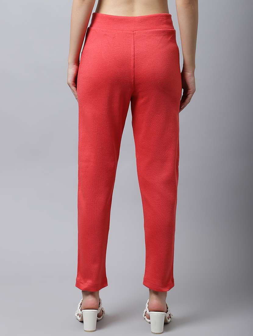 women solid ankle length pants - 18574906 - Standard Image - 2