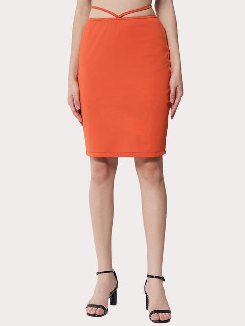 tie back solid bodycon skirt - 18575054 - Standard Image - 0