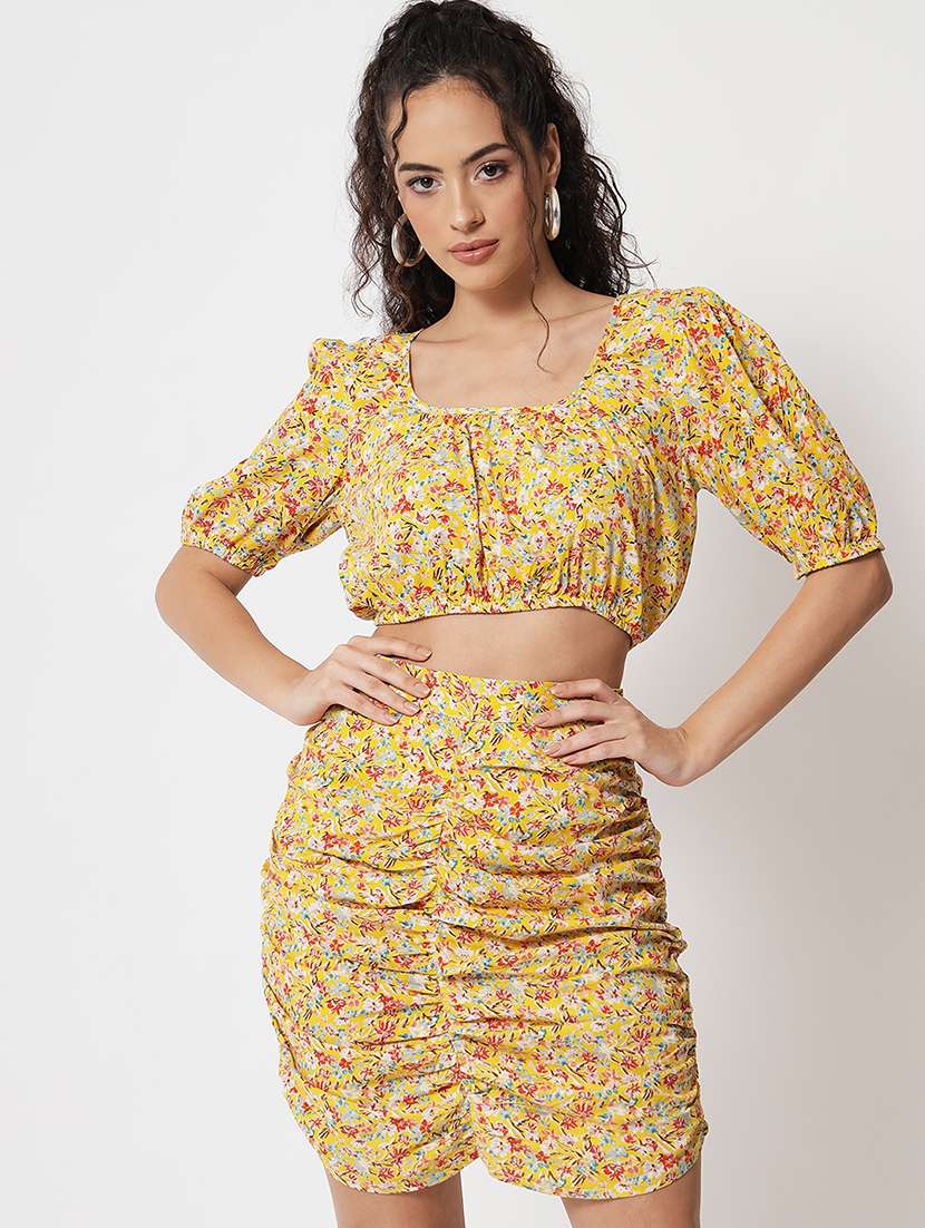 floral crop top with bodycon skirt 