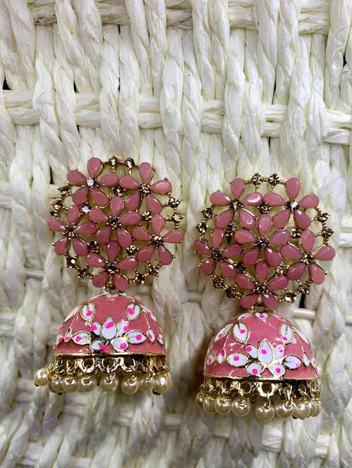 oxidised handcrafted work jhumka earring - 18575388 - Standard Image - 0