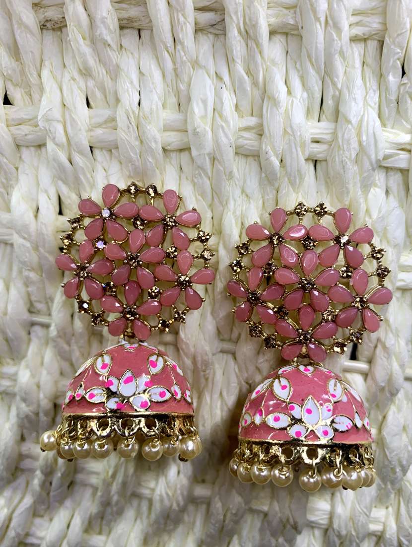 oxidised handcrafted work jhumka earring - 18575388 - Zoom Image - 0