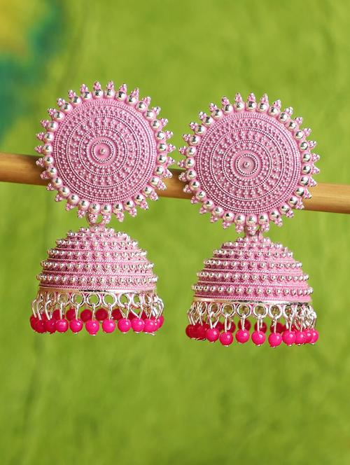 oxidised handcrafted work jhumka earring - 18575396 - Standard Image - 0