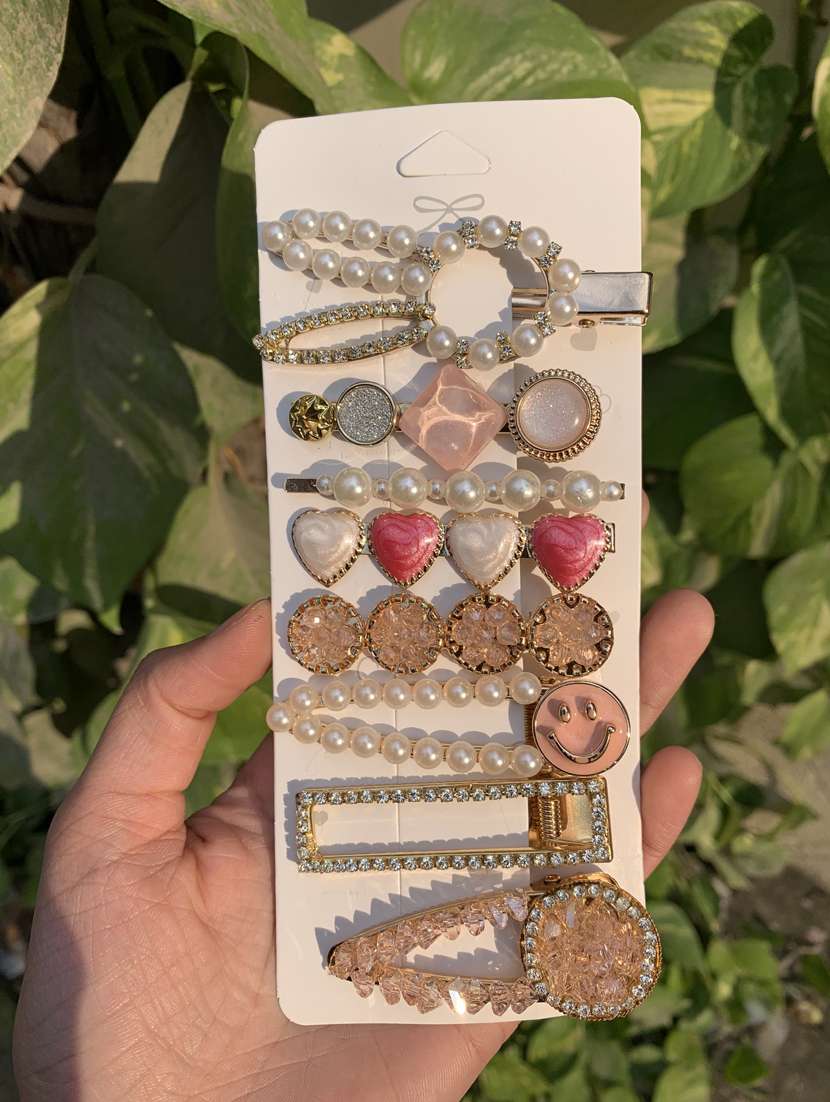 multi colored cotton blend hair pin/clips