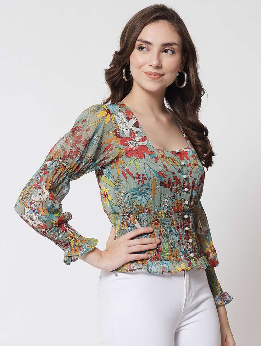 women's blouson square neck top