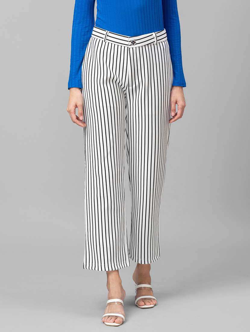 women striped wide leg trouser
