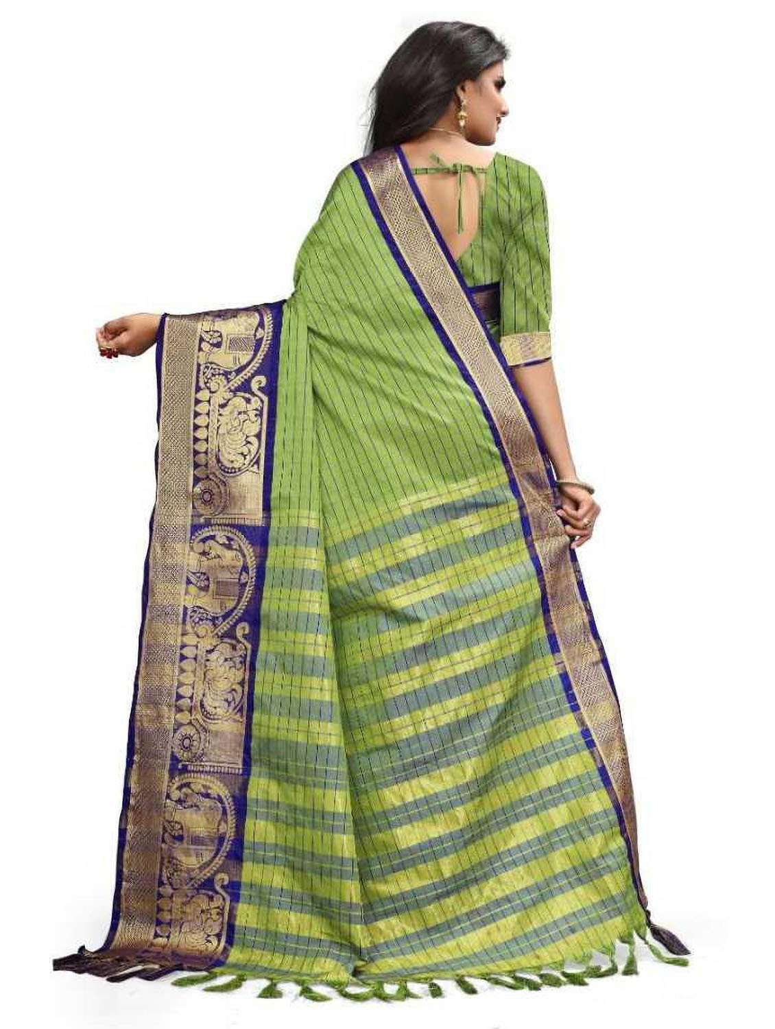 women's self design lime colored saree with blouse - 18577606 -  Standard Image - 2