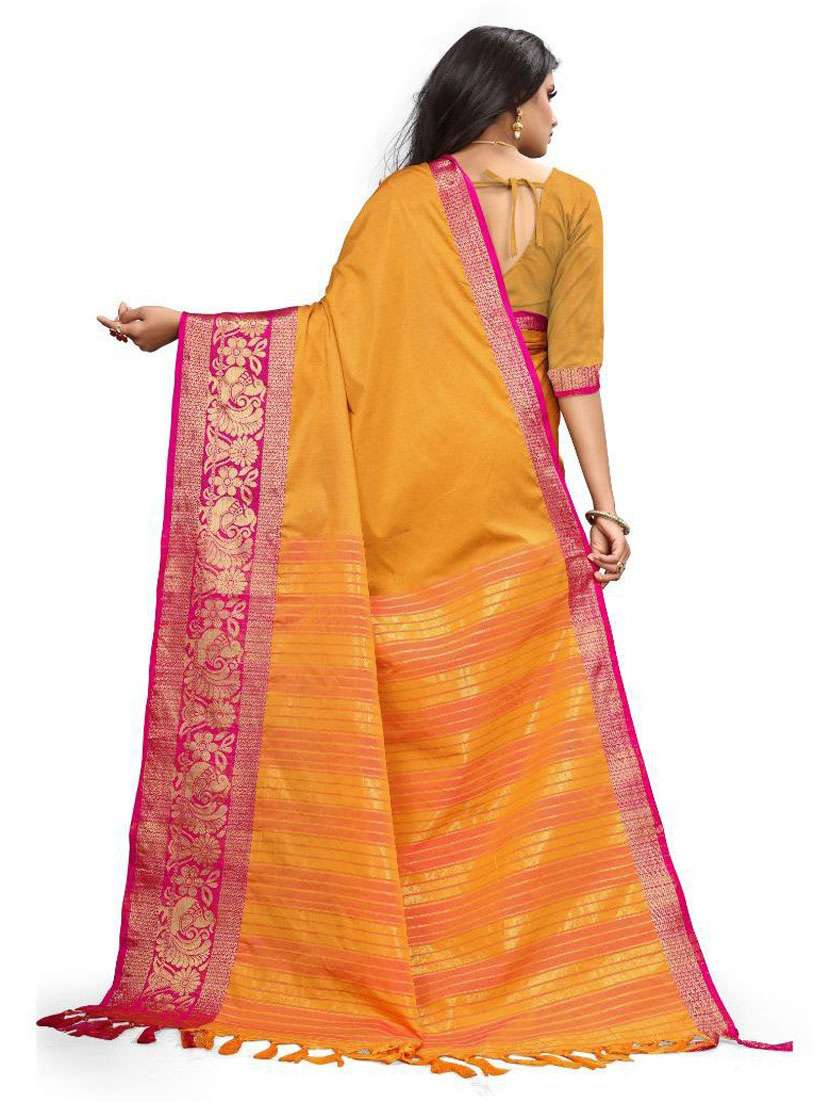 women's self design mustard colored saree with blouse - 18577636 - Standard Image - 2