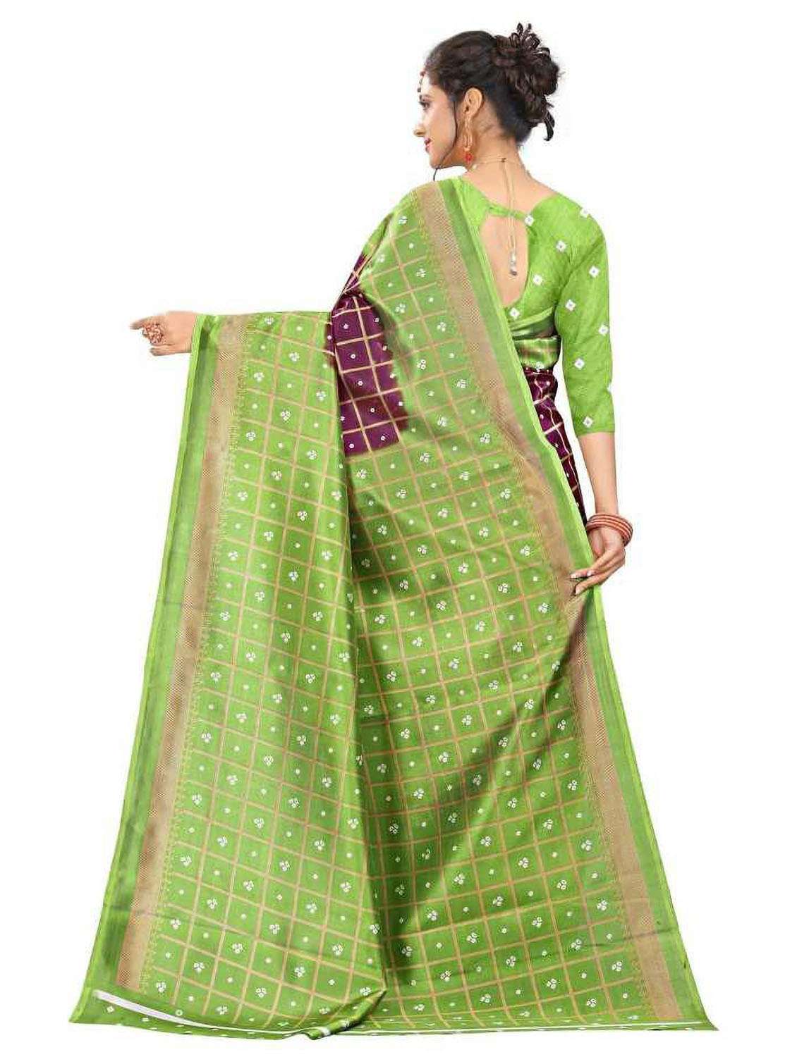 women's checks magenta colored saree with blouse - 18577682 - Standard Image - 2