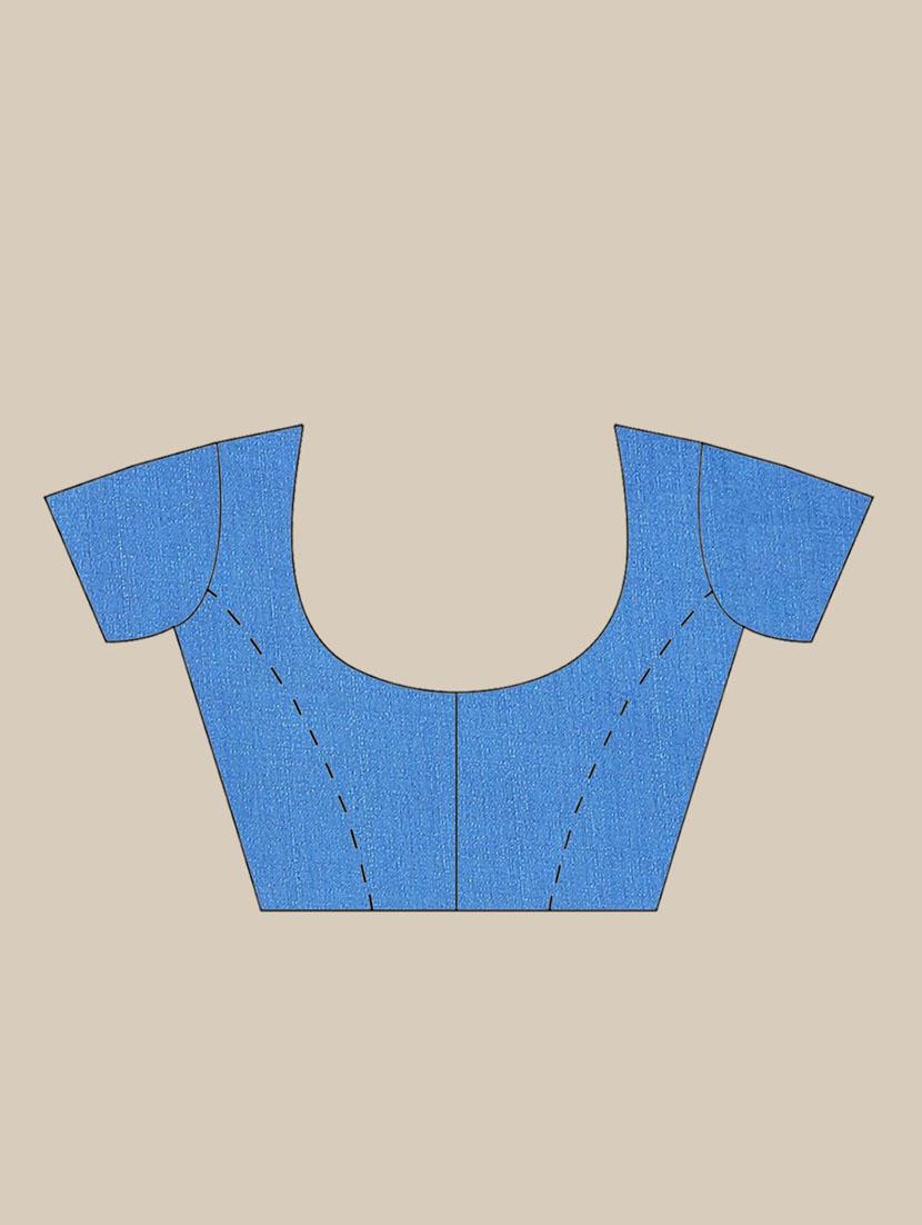 women's checks blue colored saree with blouse - 18577688 - Standard Image - 2