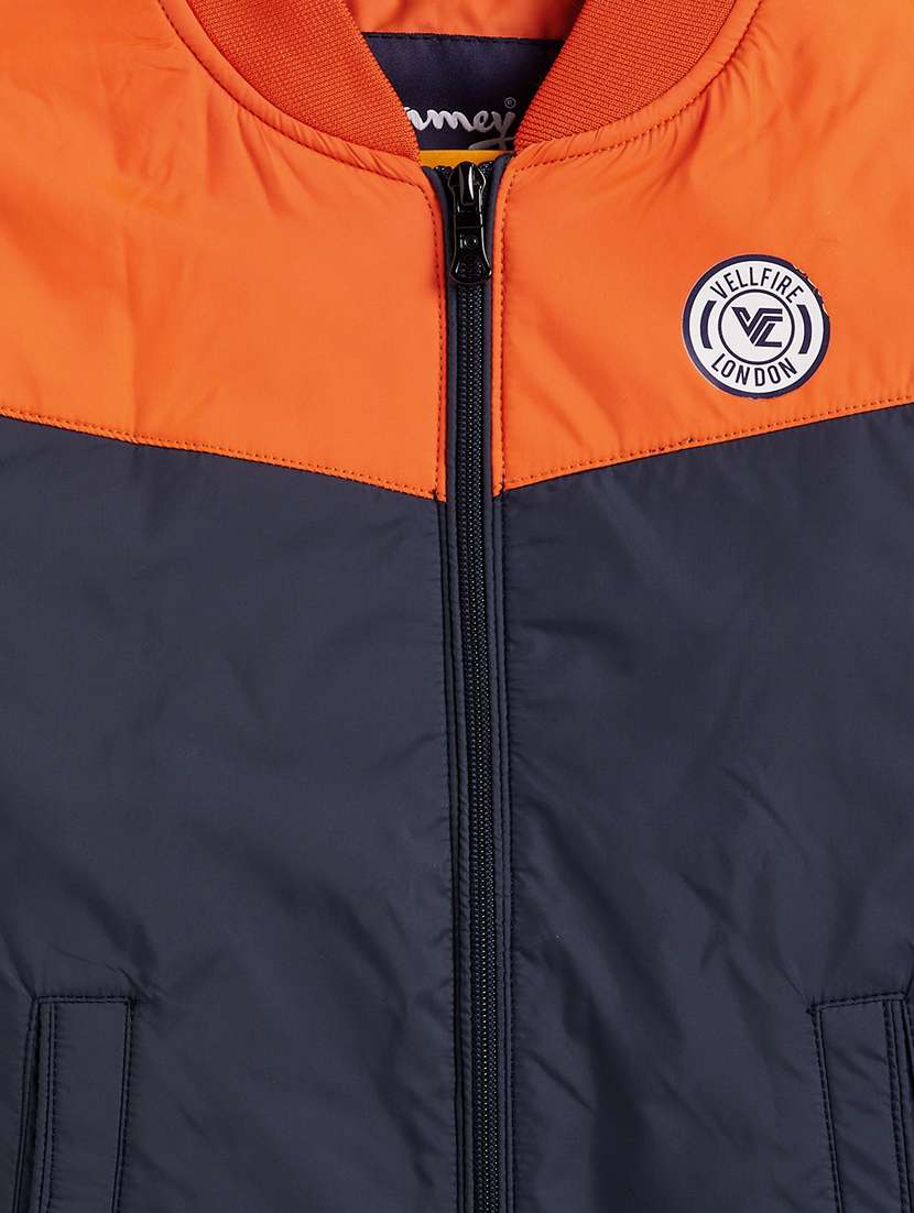 color block polyester bomber jacket - 18578622 - Standard Image - 2