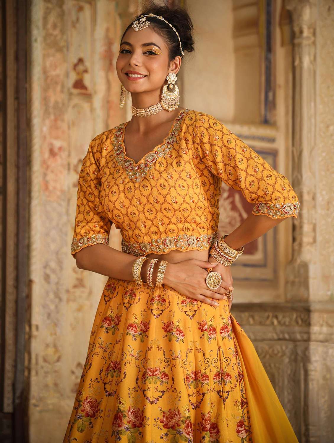 Floral Lehenga Choli With Dupatta 
