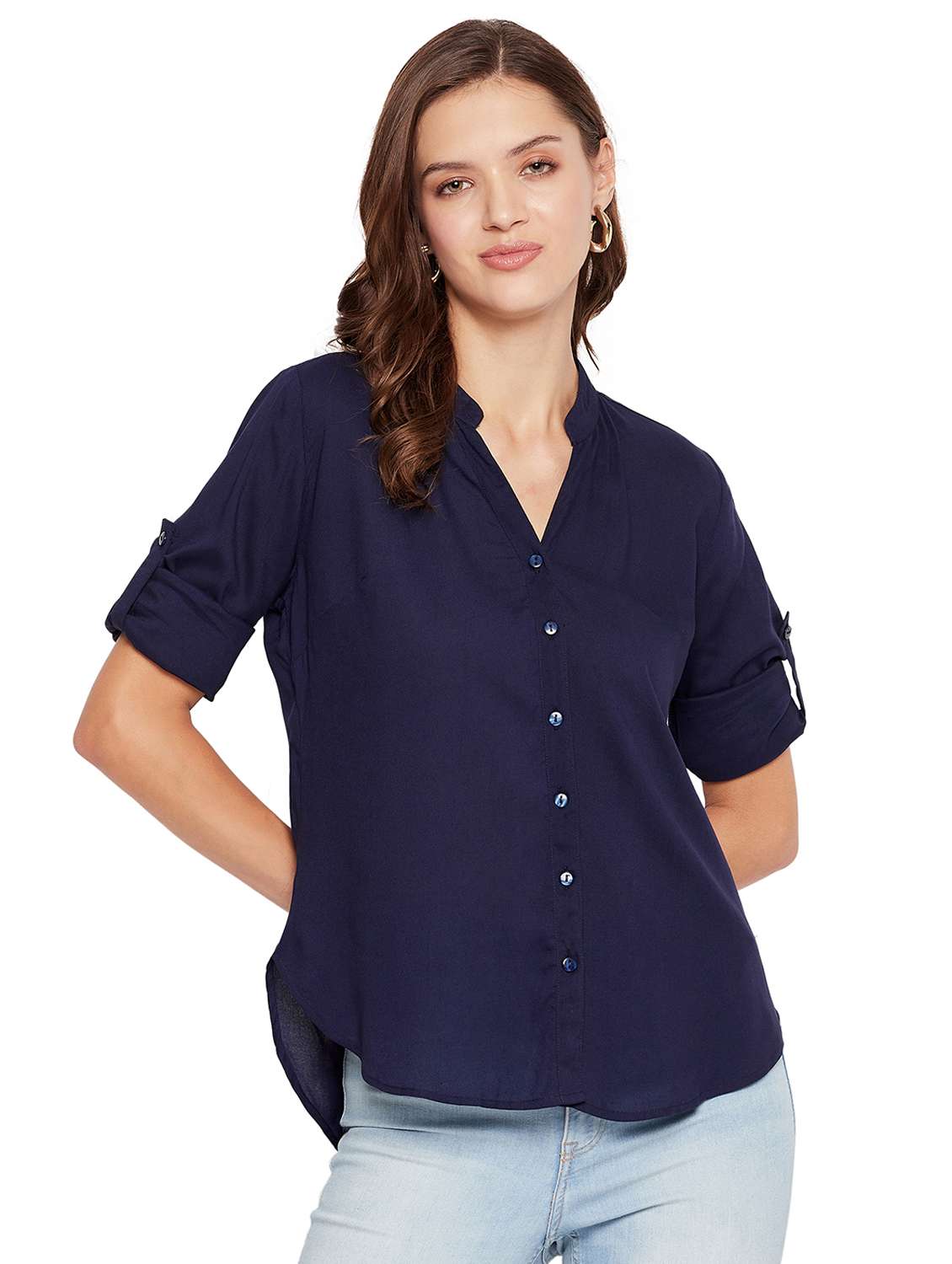 navy blue rayon regular shirt